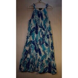 AGB Long Hawaian Shift Sleeveless Blue White Size Large Women's Dress